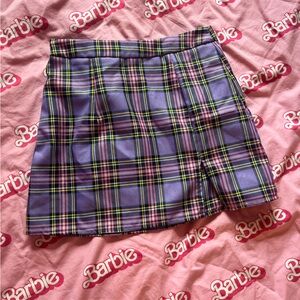 Purple Clueless-Like Plaid Mini Skirt